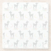 鹿の模様，ベビー鹿，ボホ，花，月 ガラスコースター (裏面)