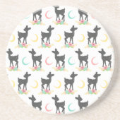 鹿の模様，ベビー鹿，ボホ，花，月 コースター (正面)