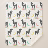 鹿の模様，ベビー鹿，ボホ，花，月 シェルパブランケット (正面)