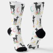 鹿の模様，ベビー鹿，ボホ，花，月 ソックス (傾斜あり)