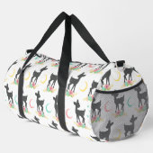 鹿の模様，ベビー鹿，ボホ，花，月 ダッフルバッグ (右コーナー)