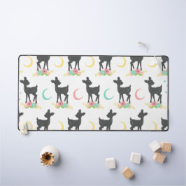 鹿の模様，ベビー鹿，ボホ，花，月 デスクマット