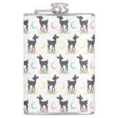 鹿の模様，ベビー鹿，ボホ，花，月 フラスク (正面)