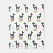 鹿の模様,ベビー鹿,ボホ,花,月 フリースブランケット (正面)