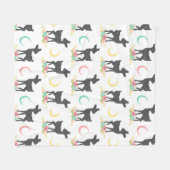 鹿の模様,ベビー鹿,ボホ,花,月 フリースブランケット (正面(横))