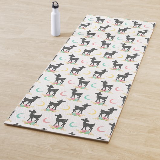 鹿の模様，ベビー鹿，ボホ，花，月 ヨガマット (インサイチュ)