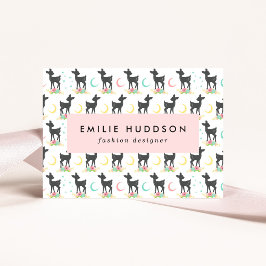 鹿の模様，ベビー鹿，ボホ，花，月 名刺