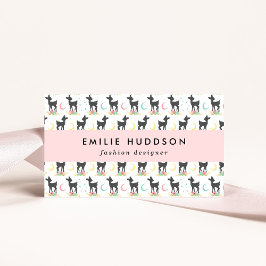 鹿の模様，ベビー鹿，ボホ，花，月 名刺