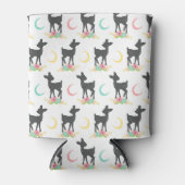 鹿の模様，ベビー鹿，ボホ，花，月 缶クーラー (正面)