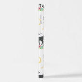 鹿の模様，ベビー鹿，ボホ，花，月 iPhoneケース (左側面)