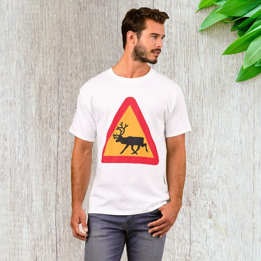 鹿の横断警告サイン 屋外自然愛好家 Tシャツ
