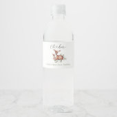 鹿の水彩フラワーベビーシャワー ペットボトルラベル (正面)