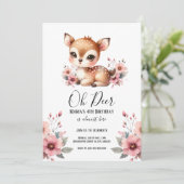 鹿の水彩花のバースデーパーティ 招待状 (スタンド正面)