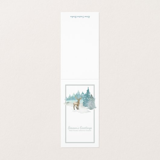 鹿の水色季節のごあいさつミニ挨拶 名刺 (外部フラット)