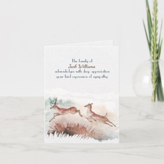 鹿の水色(悔やみや弔慰サンキューカード) カード (正面)