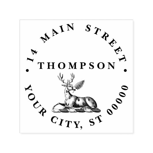 鹿の牡鹿とファーンヘラルディッククレストエンブレム セルフインキングスタンプ (デザイン)