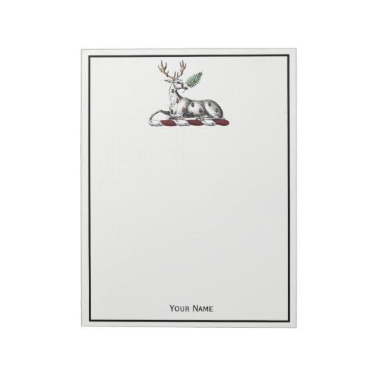 鹿の牡鹿とファーンヘラルディッククレストエンブレム ノートパッド (回転)