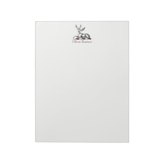 鹿の牡鹿とファーンヘラルディッククレストエンブレム ノートパッド (回転)