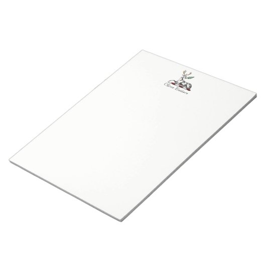 鹿の牡鹿とファーンヘラルディッククレストエンブレム ノートパッド (アングル)