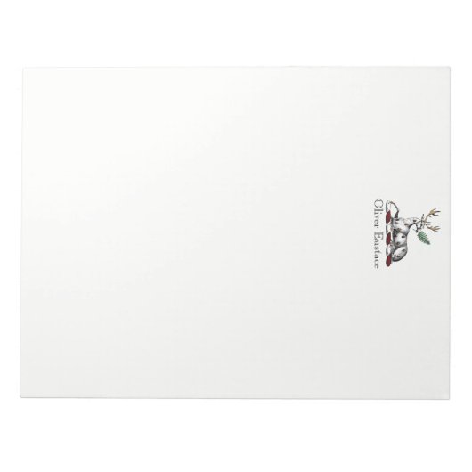 鹿の牡鹿とファーンヘラルディッククレストエンブレム ノートパッド (正面)