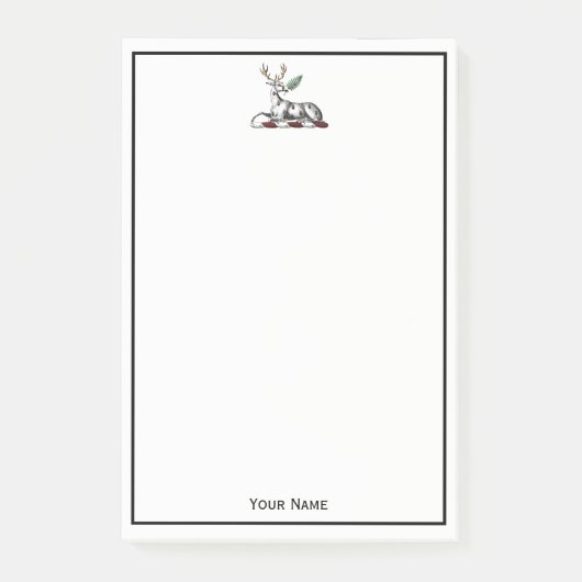 鹿の牡鹿とファーンヘラルディッククレストエンブレム ポストイット (正面)