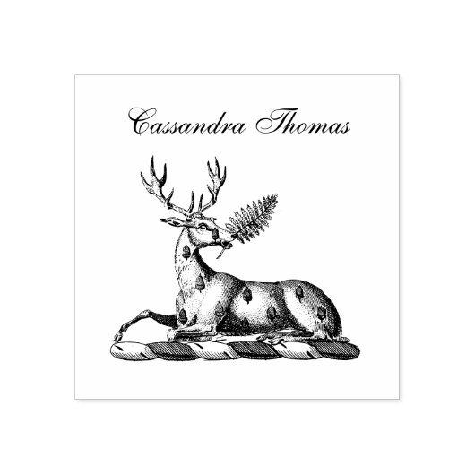 鹿の牡鹿とファーンヘラルディッククレストエンブレム ラバースタンプ (インプリント)