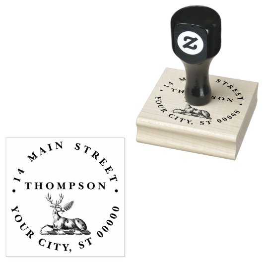 鹿の牡鹿とファーンヘラルディッククレストエンブレム ラバースタンプ (押印)