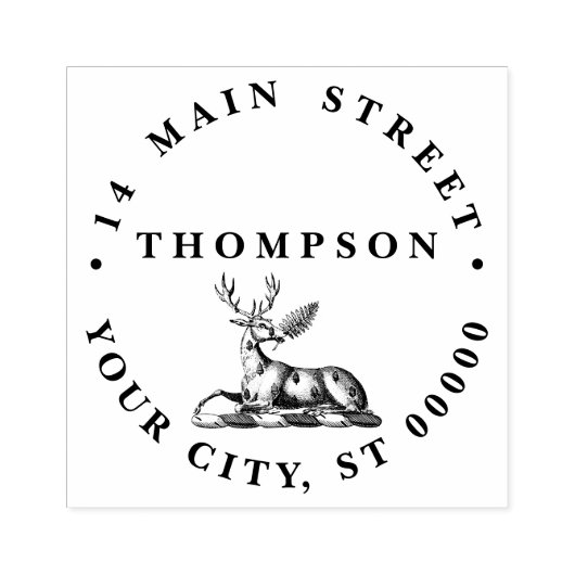 鹿の牡鹿とファーンヘラルディッククレストエンブレム ラバースタンプ (インプリント)