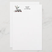 鹿の牡鹿とファーンヘラルディッククレストエンブレム 便箋 (正面/裏面)