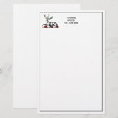 鹿の牡鹿とファーンヘラルディッククレストエンブレム 便箋 (正面/裏面)