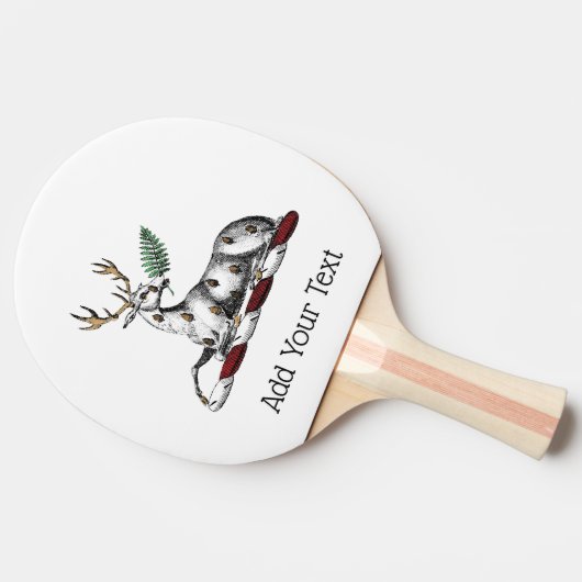 鹿の牡鹿とファーンヘラルディッククレストエンブレム 卓球ラケット (横)