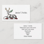 鹿の牡鹿とファーンヘラルディッククレストエンブレム 名刺 (正面/裏面)