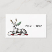 鹿の牡鹿とファーンヘラルディッククレストエンブレム 名刺 (正面)