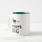 鹿の狩りボウハンターパーソナライズされたギフト ツートーンマグカップ (正面左)