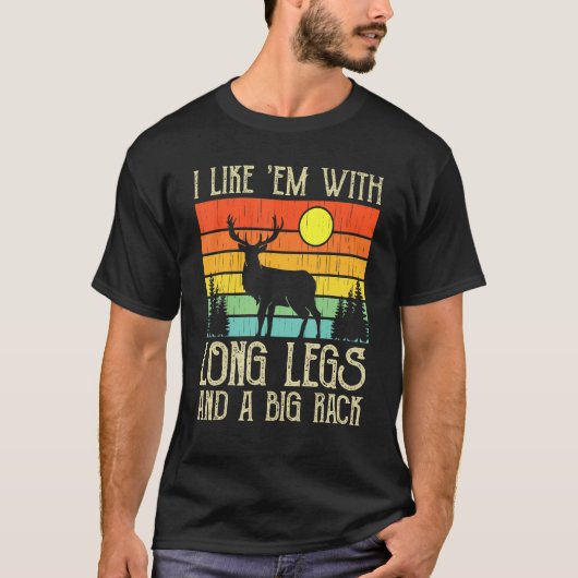 鹿の狩り私は長い脚と大きなemが好き tシャツ (正面)