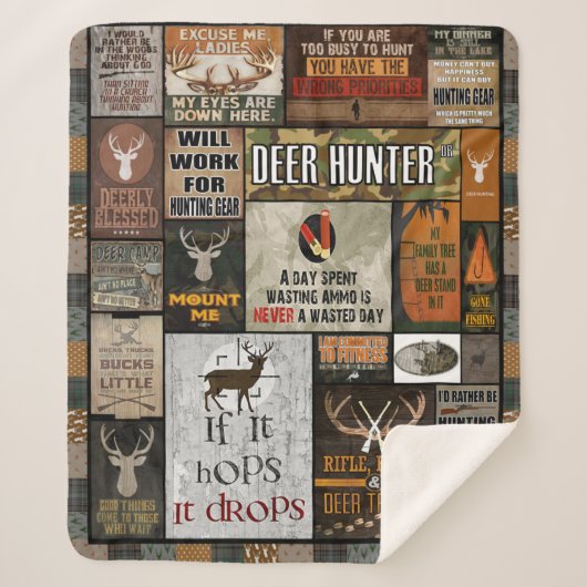 鹿の狩人にクリスマスギフトを贈る シェルパブランケット (正面)