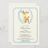 鹿の男の子ベビーシャワーベビー招待状 招待状 (正面/裏面)