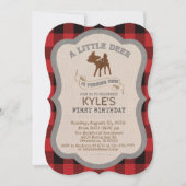 鹿の男の子 1歳の誕生日パーティー招待状 招待状 (正面)