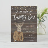 鹿の素朴な木の灯り21歳の誕生日 招待状 (スタンド正面)
