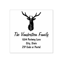 鹿の素朴アントラーファミリー名返却切手 ラバースタンプ