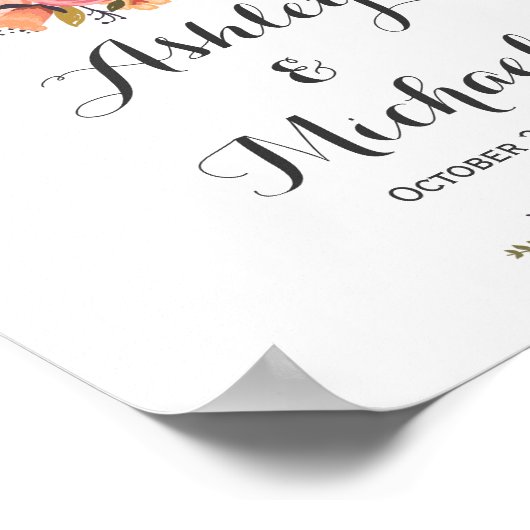 鹿の素朴アントラーフローラ結婚式の受付サイン ポスター (角)