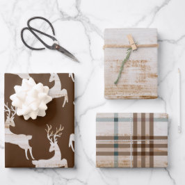 鹿の素朴クリスマス ラッピングペーパーシート