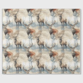 鹿の素朴クリスマス ラッピングペーパー (フラット)