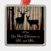 鹿の素朴森の初めてのクリスマスはミスター・アンド・ミセスである。 メタルオーナメント (正面)