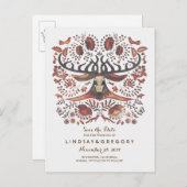 鹿の素朴森の動物が日付を保存 案内ポストカード (正面/裏面)