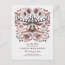 鹿の素朴森の動物が日付を保存 案内ポストカード