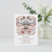 鹿の素朴森の動物が日付を保存 案内ポストカード (スタンド正面)