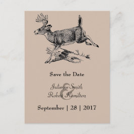 鹿の素朴森の結婚式の日付はがきを保存 案内ポストカード