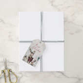 鹿の素朴水彩雪のシーンクリスマス ギフトタグ (より糸付き)