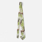 鹿の継ぎ目のない水彩模様葉 ネクタイ (裏面)